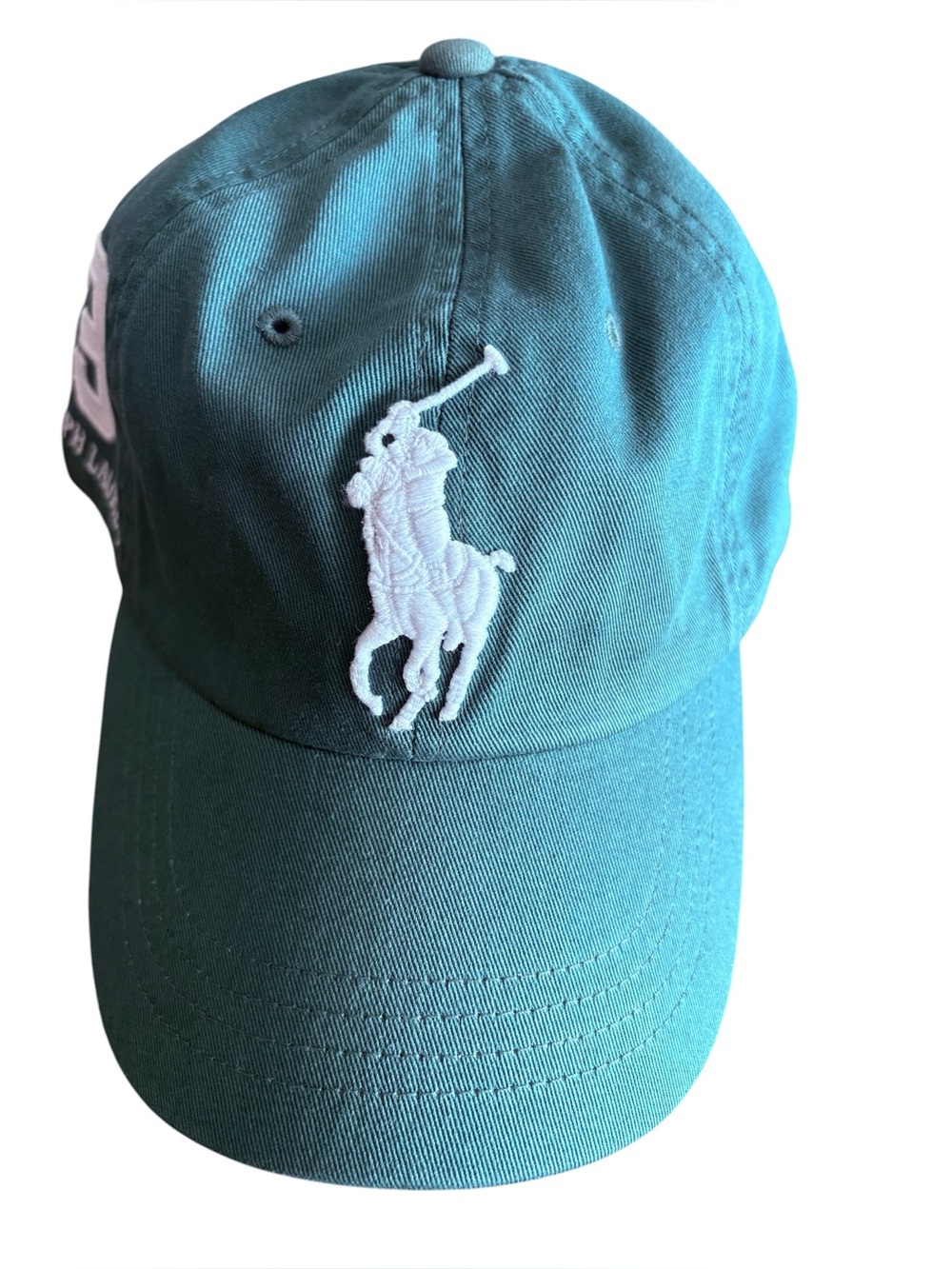 NWT Polo Ralph Lauren Green Twill Big Pony Baseball Cap Leather Back Strap